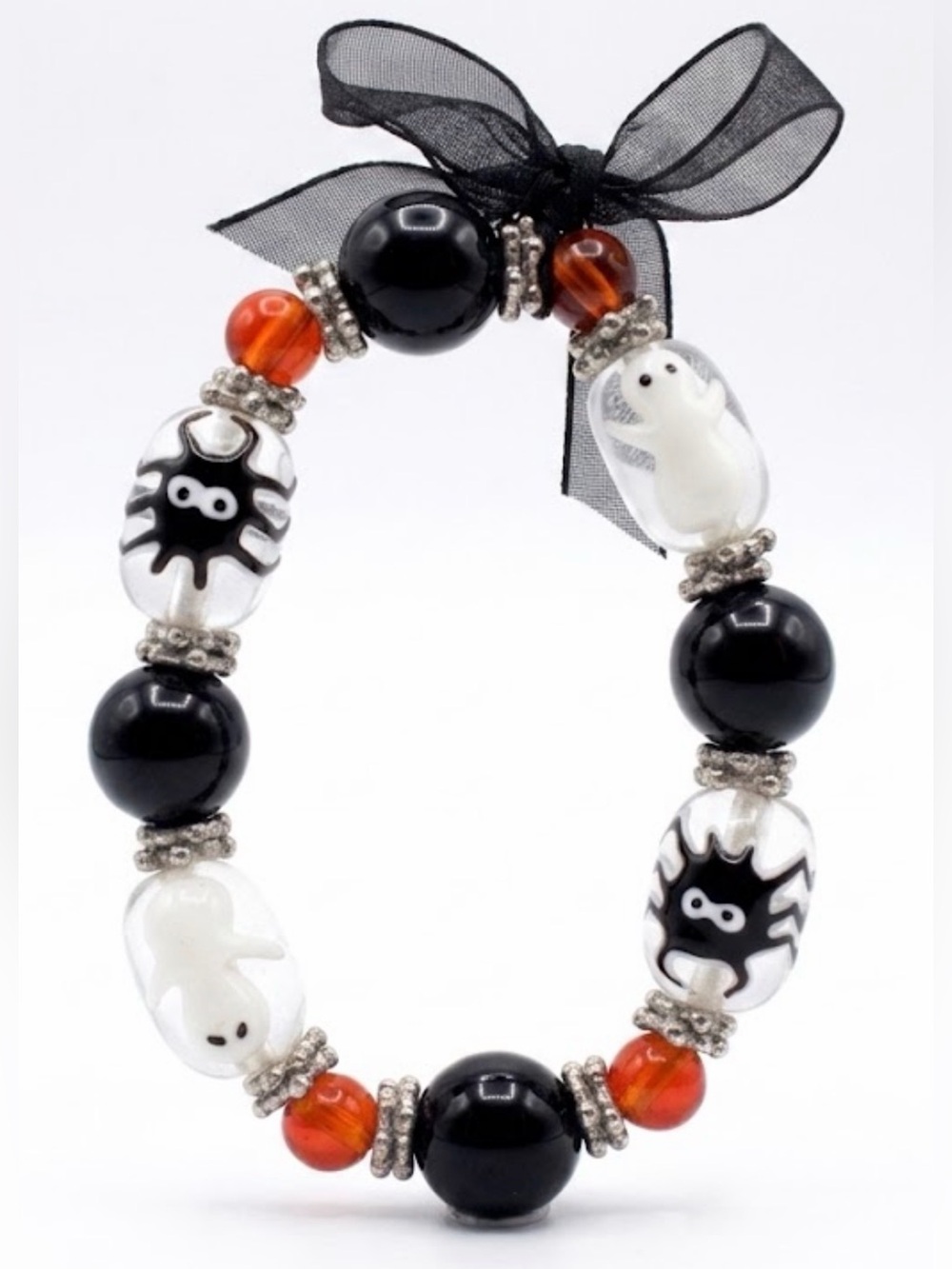 Halloween Ghost Spider Bead Bracelet
